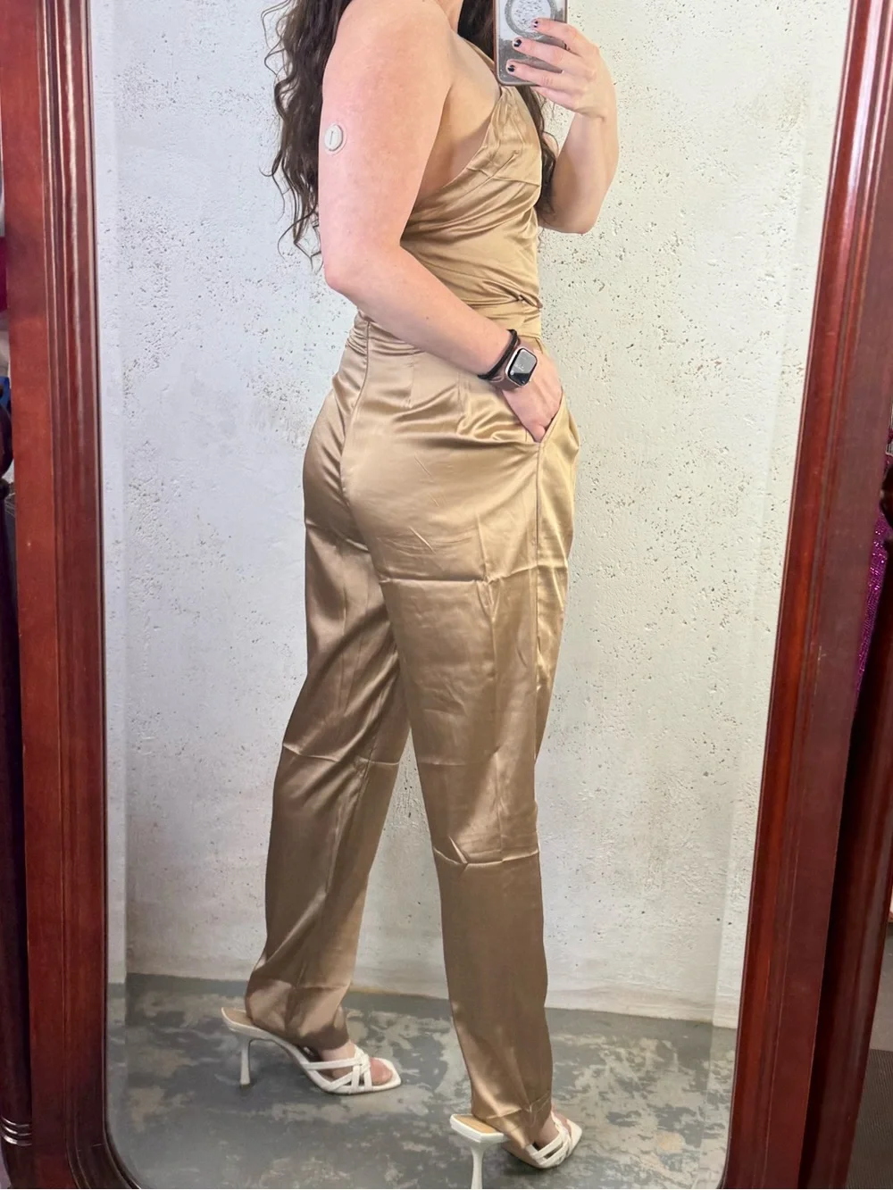 MARBLE Bronze Satin SET Top and Pleated Trouser Pants NEW Size Small